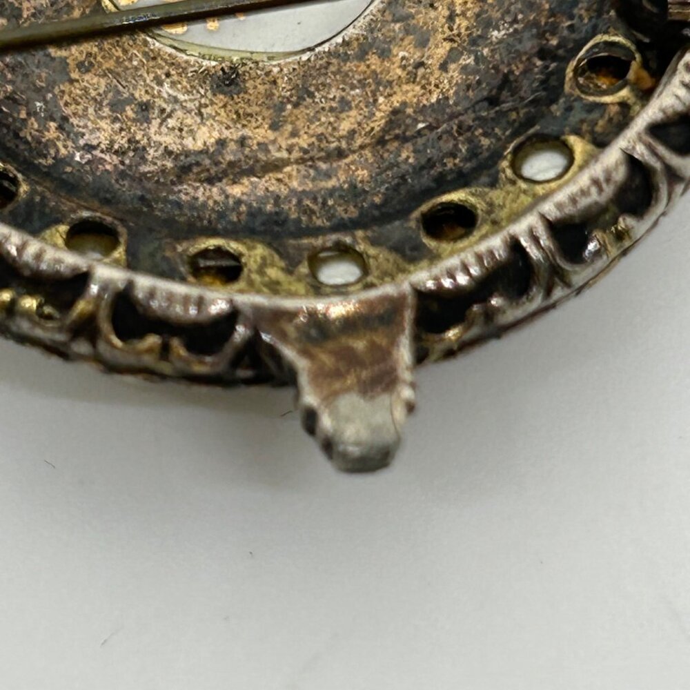 Vintage Limoges Porcelain Cameo Brooch Faux Pearls Rhinestones Hand Painted READ - Picture 8 of 16